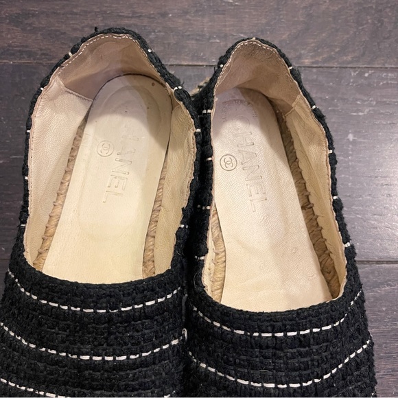 CHANEL Classic Tweed Patent Cap Toe CC Logo Espadrilles Flats Shoes 36 - Picture 3 of 9